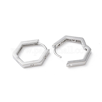 Латунные микро проложить серьги обруча кубического циркония EJEW-P259-12P-1