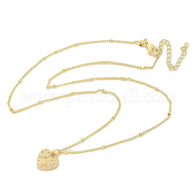 Женские подвески в форме сердца с микропаве из прозрачного кубического циркония и ключом NJEW-M088-02G-01-1