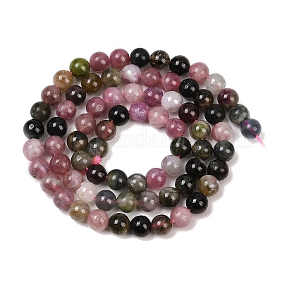 Нити из натуральных разноцветных турмалиновых бусин&nbsp;G-B175-B03-5mm-1