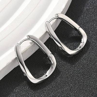 Прямоугольные серьги-кольца из латуни EJEW-D320-24P-1