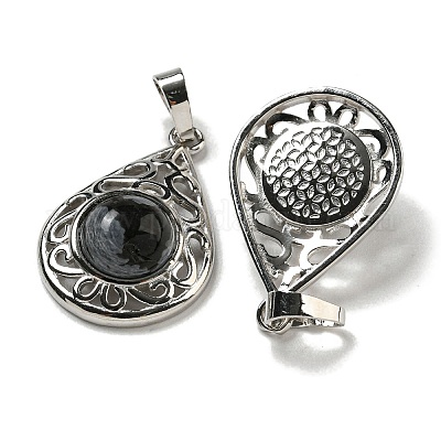 Подвески из натурального черного шелкового камня G-Q158-05P-11-1