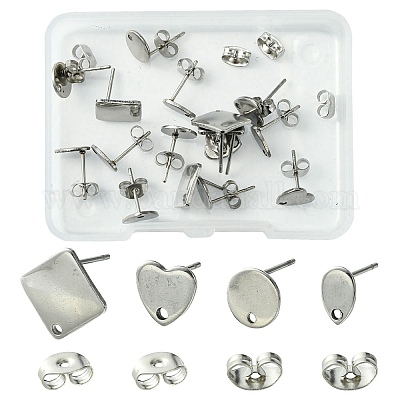 Фурнитура для сережек из нержавеющей стали 201 и 304 STAS-FS0001-48B-1