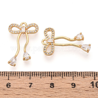 Латунные микропаве прозрачные подвески с фианитом KK-T078-08G-02-1