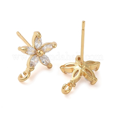 Серьги-гвоздики из латуни с микропаве из кубического циркония KK-K364-03G-1