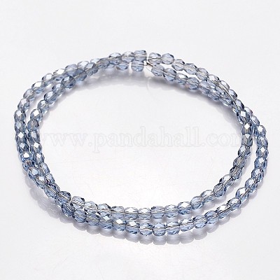 Жемчуг глянец покрытием из стекла граненый барабан шарик нити GLAA-A032-3mm-PL15-1