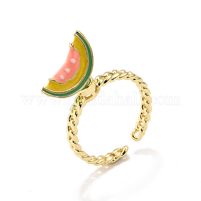 Латунные эмалевые открытые манжеты для женщин RJEW-F179-08G-03-1