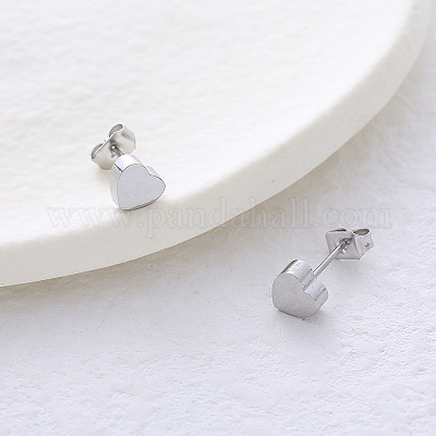 6 пара сережек-гвоздиков в форме сердца из нержавеющей стали DQ4069-1