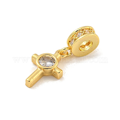 Латунные микропаве прозрачные подвески с фианитом KK-U007-02G-09-1