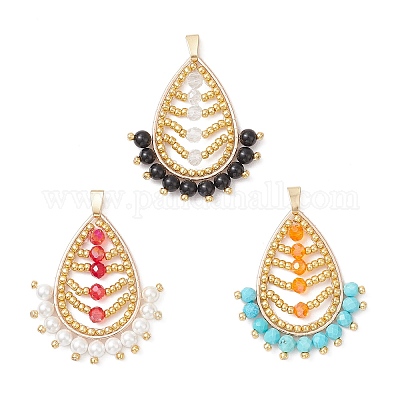 3 шт. 3-х цветные стеклянные бусины в виде листьев PALLOY-MZ00866-1