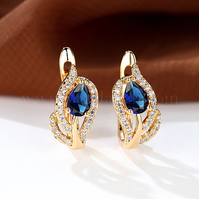 Латунные микро проложить серьги обруча кубического циркония WG4C638-10-1