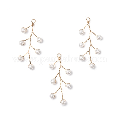 Подвески из медной проволоки с ракушками и жемчугом PALLOY-TA00324-1