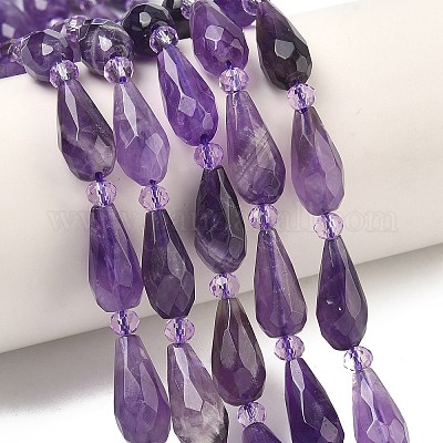 Natürlichen Amethyst Perlen Stränge&nbsp;G-G453-F04-8x16mm-1