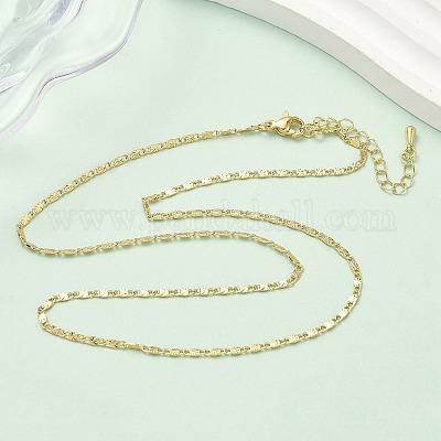 Ожерелья из текстурированной овальной цепочки из латуни толщиной 2 мм NJEW-P339-01A-G-1