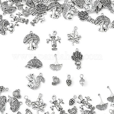 100 шт. 10 стиля осенние подвески из сплава в тибетском стиле TIBEP-CJ0002-56-1