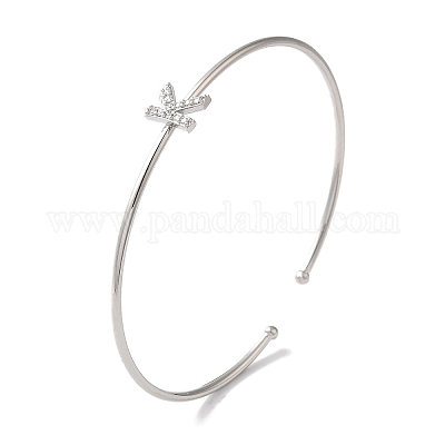 Браслеты на открытой манжете с прозрачным покрытием из латуни с микропаве и кубическим цирконием BJEW-A018-01P-K-1