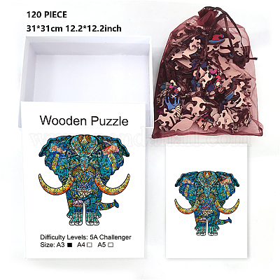 Globleland 120 ピース木製パズル大人のための象木製