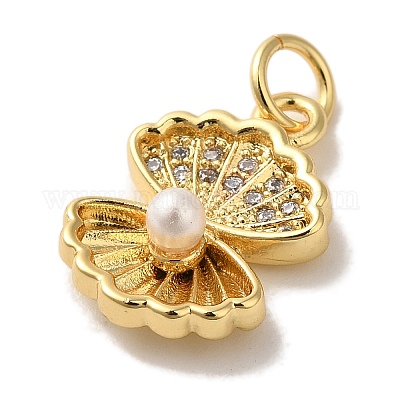 Формы ракушек стойка покрытие латунь стеклянные подвески KK-U027-32G-1