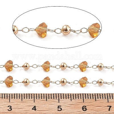 Цепочки из латунных и стеклянных бусин ручной работы CHC-L051-03KCG-05-1