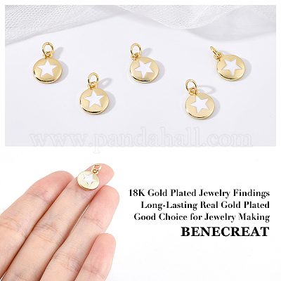 BENECREAT Real 18K Gold Plated Charms Brass Pendant Charms Jewelry Findings for Jewelry Making Brass Bell