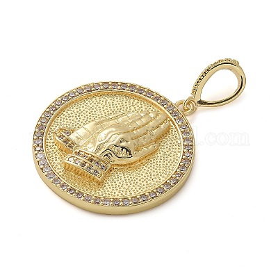 Латунные микропаве прозрачные подвески с фианитом KK-M319-21G-1