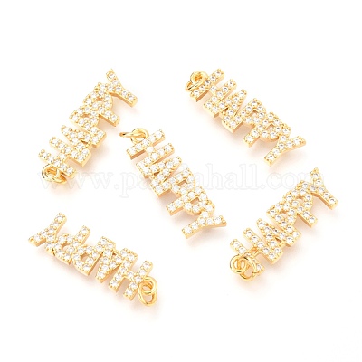 Латунные микропаве прозрачные подвески с фианитом ZIRC-O036-28G-1