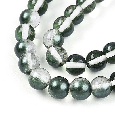 Запекание окрашенные прозрачные стеклянные бусины нити DGLA-N011-10mm-07-1