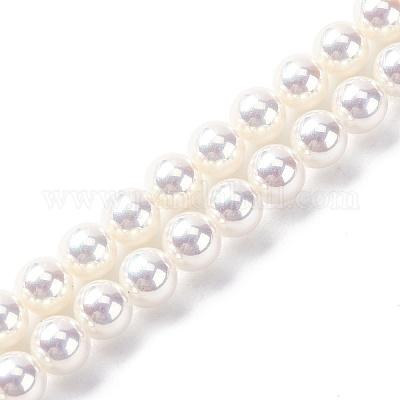 УФ-покрытие перламутровые стеклянные жемчужные бусины нити GLAA-F128-01A-T1-1
