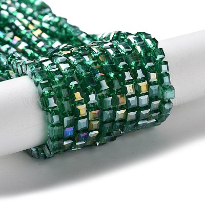 Гальванические стеклянные бусины EGLA-J028-4x4mm-AB14-1