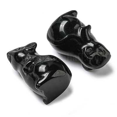 Резные фигурки целебных мышей из натурального обсидиана DJEW-D012-02C-1