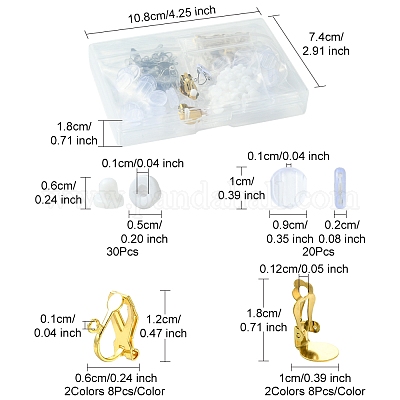Фурнитура для сережек-клипс из нержавеющей стали 304 STAS-FS0001-59-1