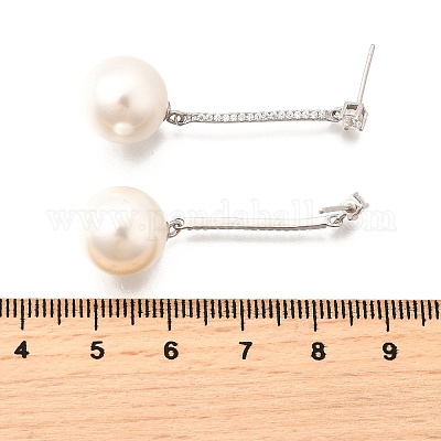 925 круглые серьги-гвоздики из стерлингового серебра с прозрачным кубическим цирконием EJEW-L300-06P-1