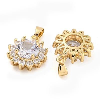 Латунные микропаве прозрачные подвески с фианитом FIND-Z044-10KCG-1