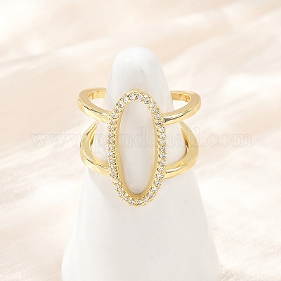 Манжеты из латуни с микро паве кубический цирконий для женщин RJEW-F186-02G-1