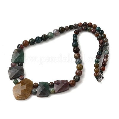 Натуральный индийский агат ограненный нагрудник градуированные бусины ожерелья для женщин NJEW-B128-01E-1