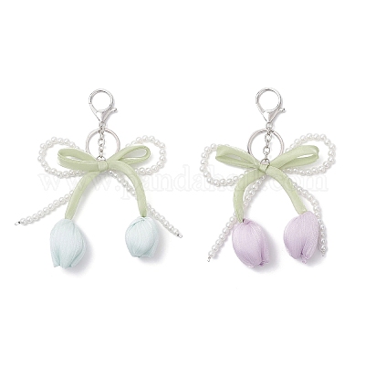 2 шт. двухцветный тканевый брелок в виде двухголового тюльпана KEYC-JKC01422-1