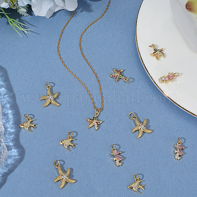 12шт 4 стиля латунные подвески с микропаве и кубическим цирконием KK-BBC0019-51-1