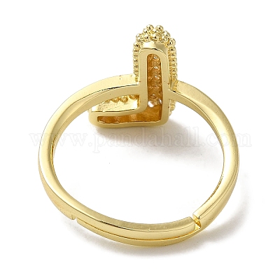 Стойка покрытие буква латунь микро паве прозрачный кубический цирконий регулируемые кольца для женщин KK-S391-03G-L-1