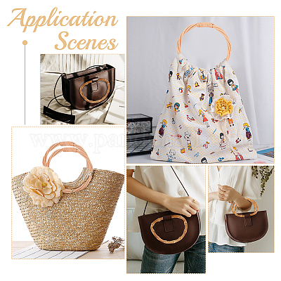 4 шт. 2-х стильная ручка для сумки из бамбука и ротанга DIY-AR0002-80-1