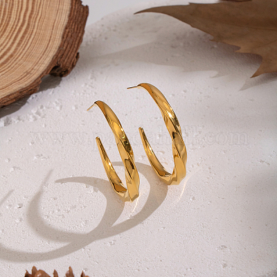 Серьги-гвоздики в форме буквы С из нержавеющей стали 304 MM1778-1