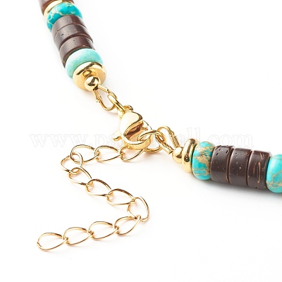 Бусы из кокоса и натуральной имперской яшмы NJEW-JN03727-1