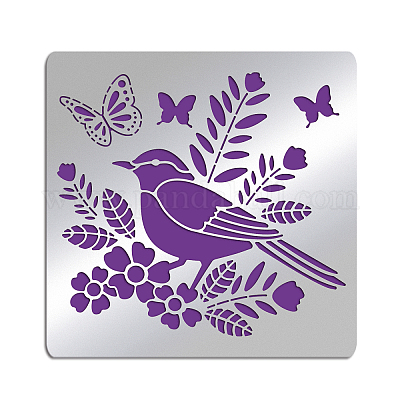 Wholesale FINGERINSPIRE Metal Bird Floral Stencil 15.6cm Square Bird  Butterfly Scrapbooking Drawing Stencils Stainless Steel Flower Stencils for  Engraving 