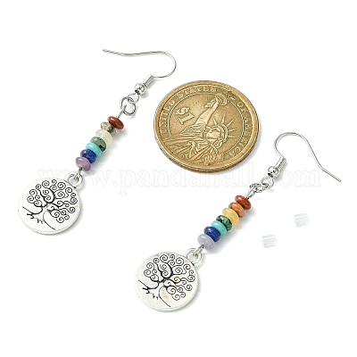 Серьги с подвесками из сплава «Древо жизни» EJEW-JE05462-01-1