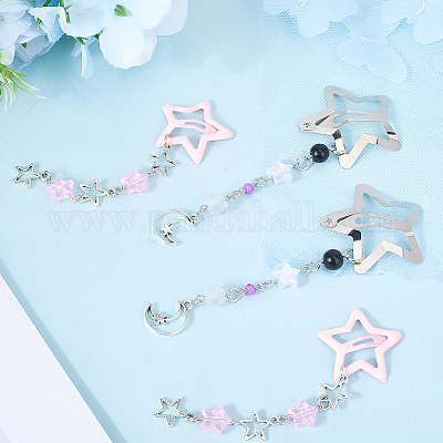 2 шт. 2 стиля заколки для волос в форме звезды из железа и пластика PHAR-CP0001-29-1