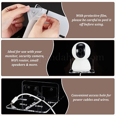 Акриловая настенная клейкая полка для камеры с железным винтом ODIS-WH0002-86B-1