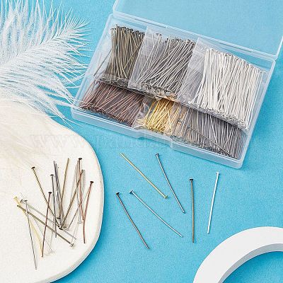 600 шт. 6 цвета железные плоские булавки с головкой&nbsp;IFIN-YW0001-97-1