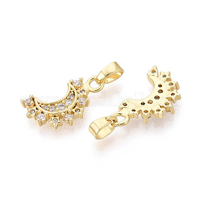 Латунные микропаве прозрачные подвески с фианитом&nbsp;KK-N259-12G-1