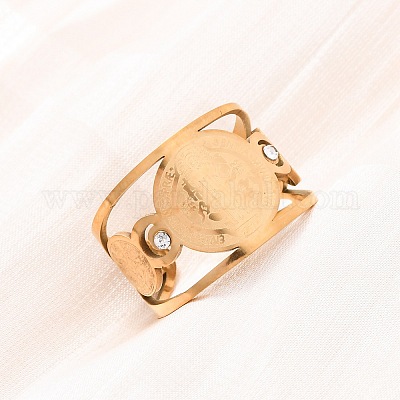 Кольца-манжеты Saint Benedict из нержавеющей стали 304 со стразами RJEW-M069-01G-1