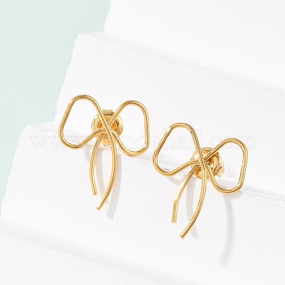 Серьги-гвоздики из нержавеющей стали 304 EJEW-G423-32F-G-1