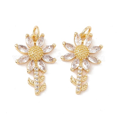 Латунные микропаве прозрачные подвески с фианитом KK-G415-42G-1