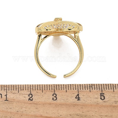 Латунные кольца-манжеты с микропаве и прозрачным цирконием для женщин RJEW-C126-03G-1